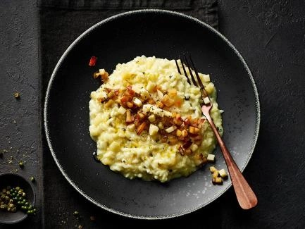 Apfel-Käse-Risotto mit grünem Pfeffer