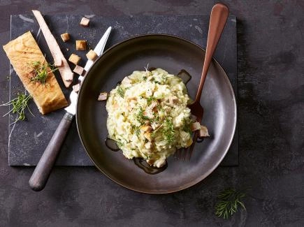 Risotto mit Zitrone und geräuchertem Stör