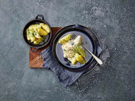 Fisch an Meerrettichsauce mit Dillkartoffeln
