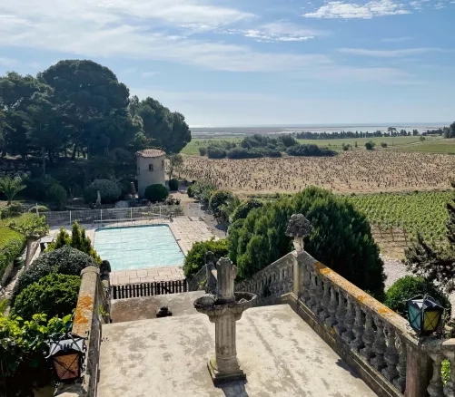 Blick vom «Château de la Négly»: Die Reben scheinen fast bis ins Meer zu reichen.